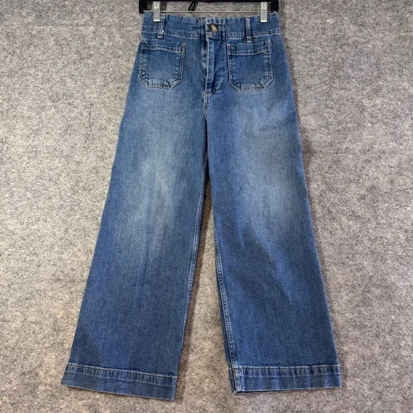 Pilcro Wide Leg Jeans Skipper Blue High Rise Denim Minimalist Size 26 Casual - Picture 2 of 16